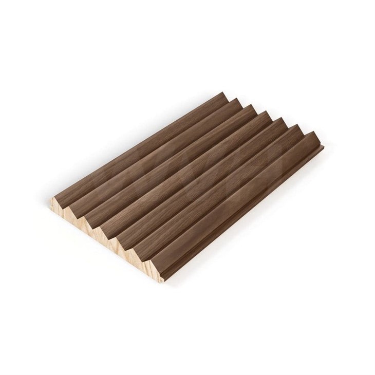 Solid Wooden Wall Panling Fluted PVC Film Back Ground Wall Cladding Slat
